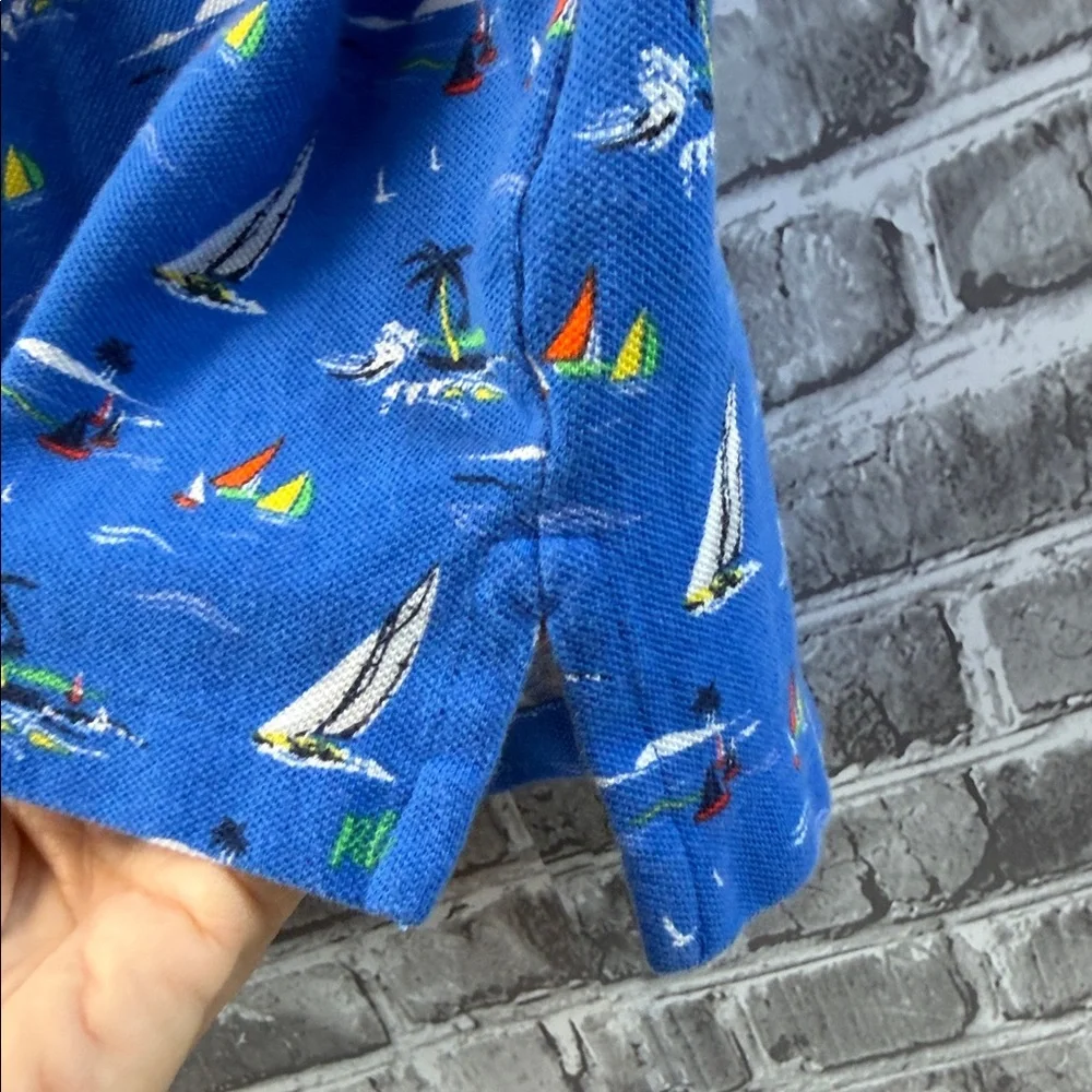Boy's Polo Ralph Lauren Blue Nautical‎ Print Polo Shirt - Picture 4 of 8